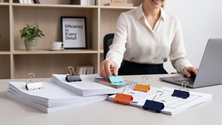 five binder clips organize papers perfectly